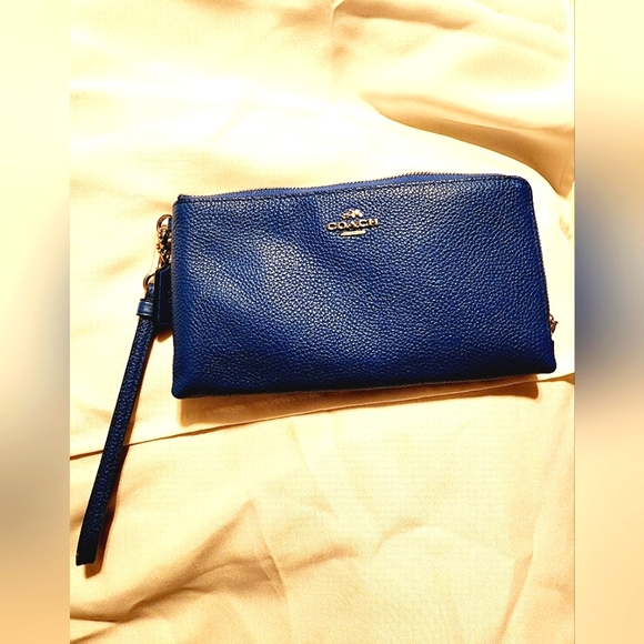 Coach Bags Coach Wristlet Double Zip Wallet Turquoise Blue Poshmark